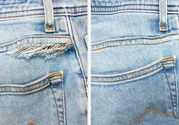 Ремонт разрыва на джинсах